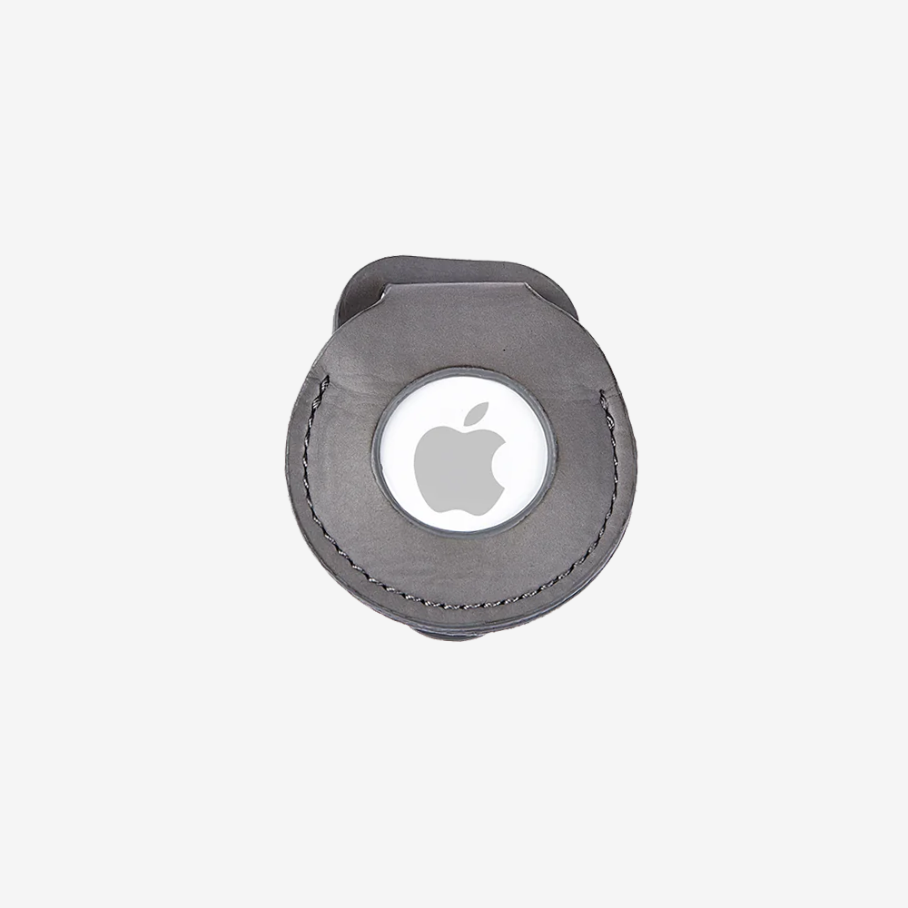 Vegan Leather Dog Airtag Holder - Gray