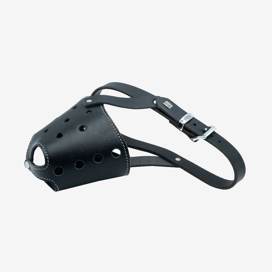 Short Nosed Leather Dog Muzzle - Black