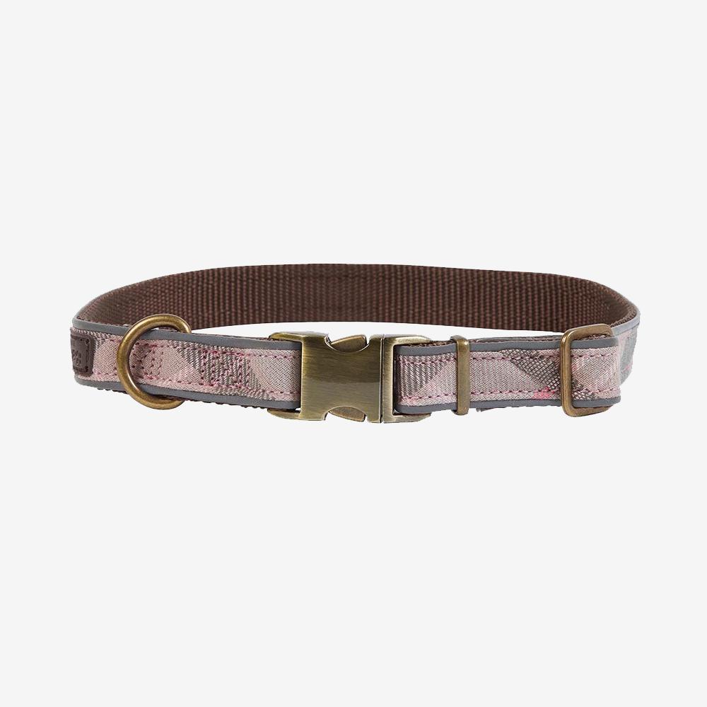 Barbour pink tartan dog collar deals