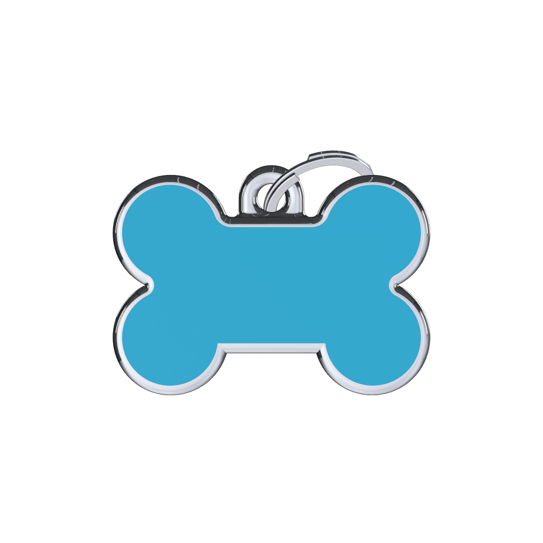 Solid Bone Blue ID Tag Small