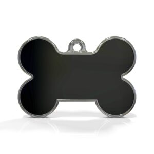 Solid Bone Black ID Tag Small