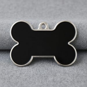 Solid Bone Black ID Tag Small