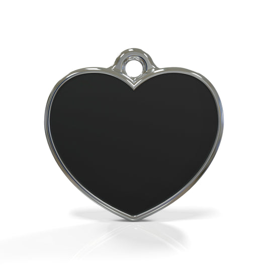 Solid Heart Black ID Tag