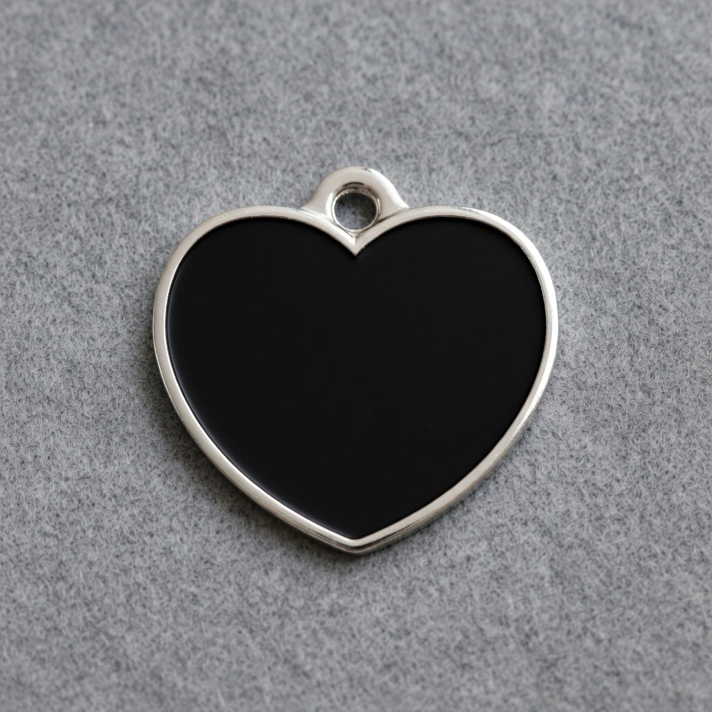 Solid Heart Black ID Tag