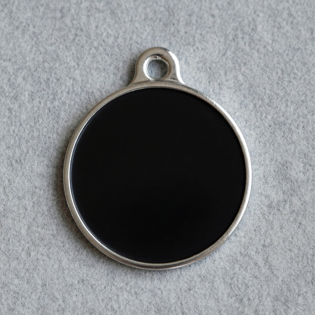 Solid Round Black ID Tag