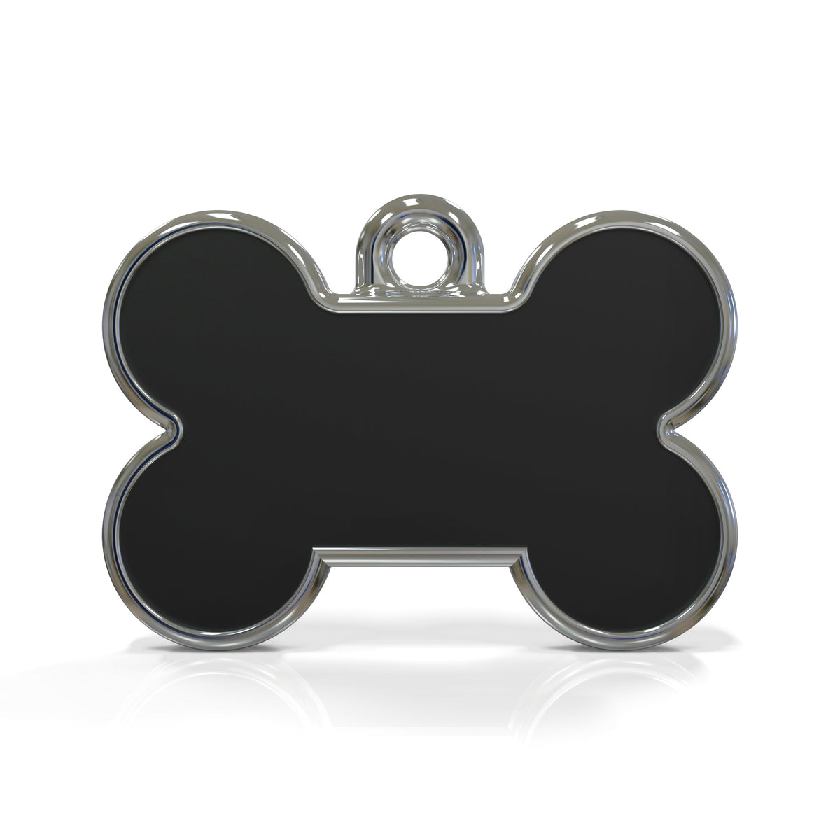 Solid Bone Black ID Tag Small