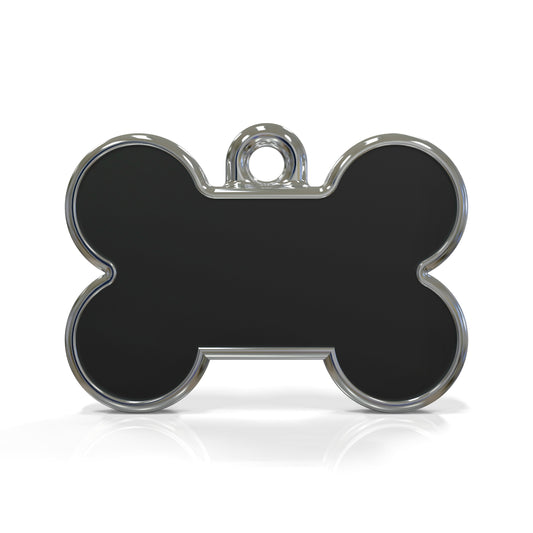 Solid Bone Black ID Tag Small