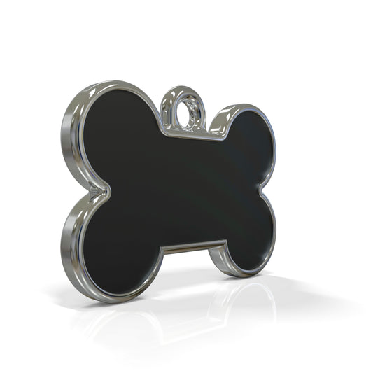 Solid Bone Black ID Tag Small