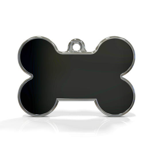 Solid Bone Black ID Tag Medium