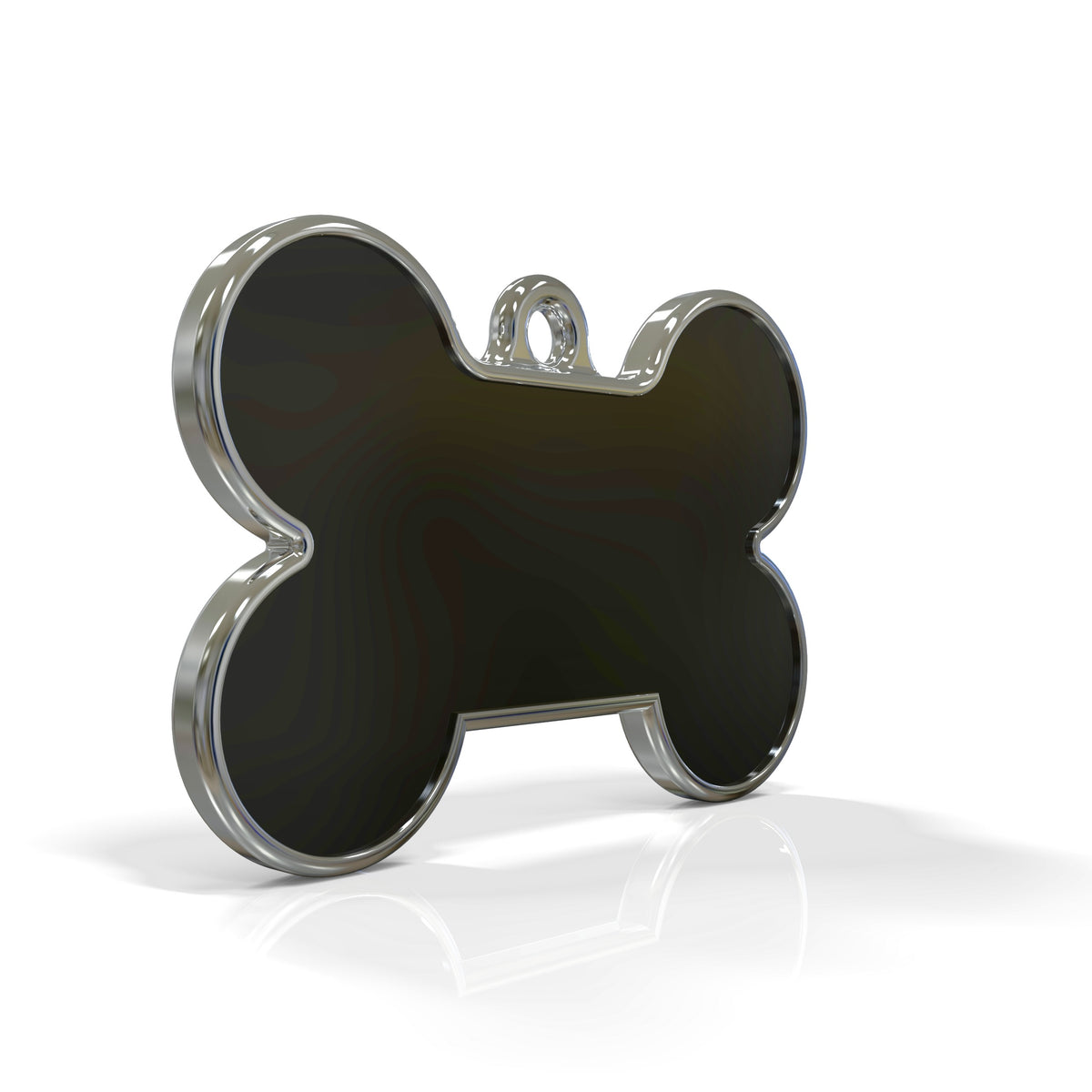 Solid Bone Black ID Tag Medium
