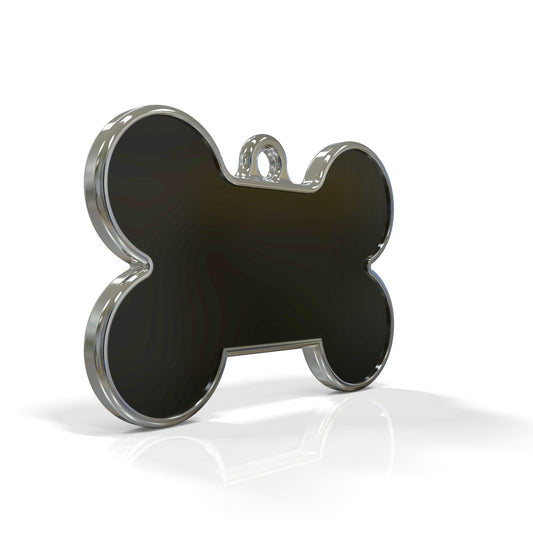 Solid Bone Black ID Tag Medium