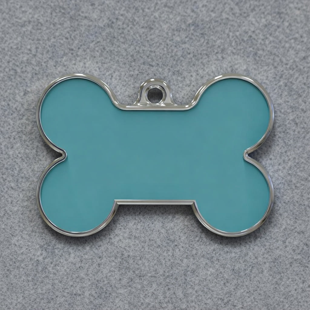 Solid Bone Blue ID Tag Medium
