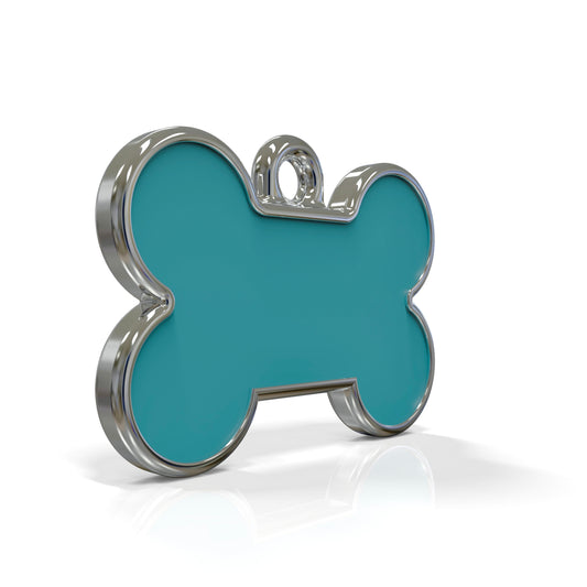 Solid Bone Blue ID Tag Small