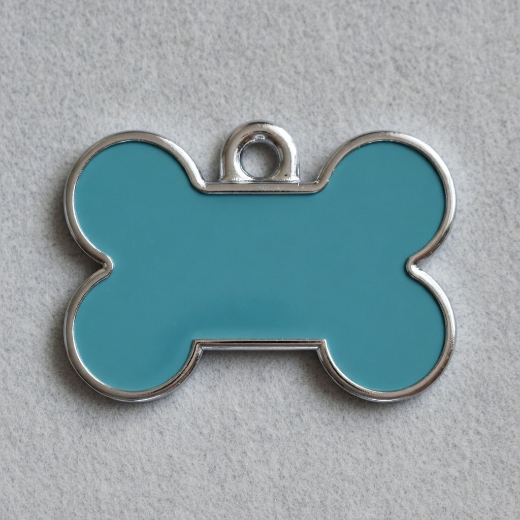 Solid Bone Blue ID Tag Small