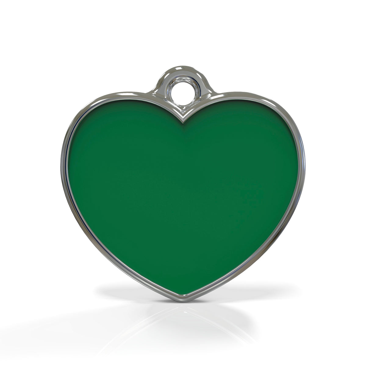 Solid Heart Green ID Tag