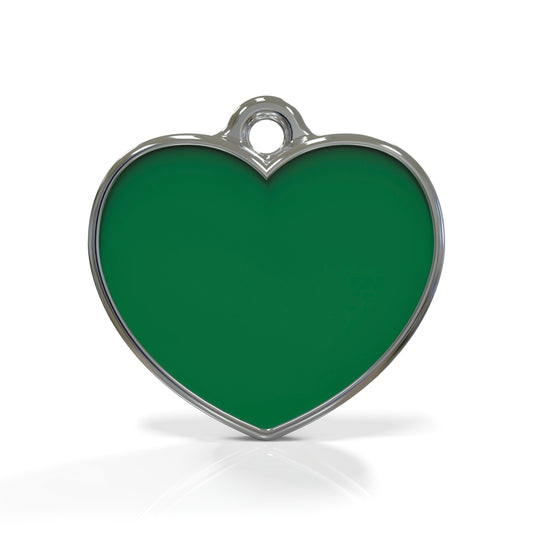 Solid Heart Green ID Tag
