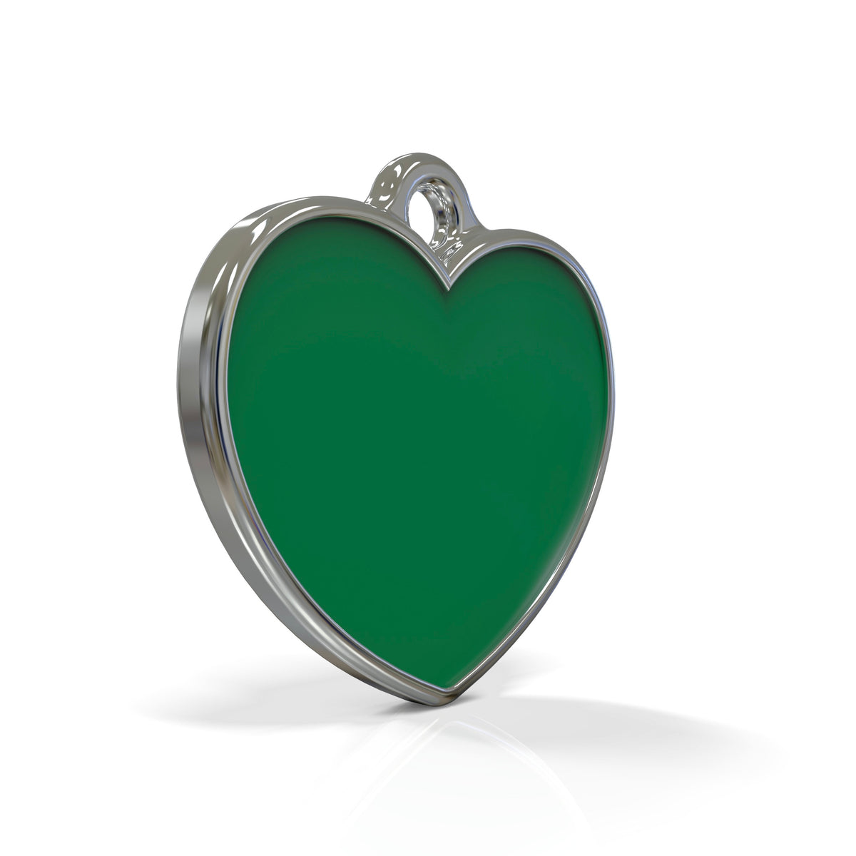 Solid Heart Green ID Tag