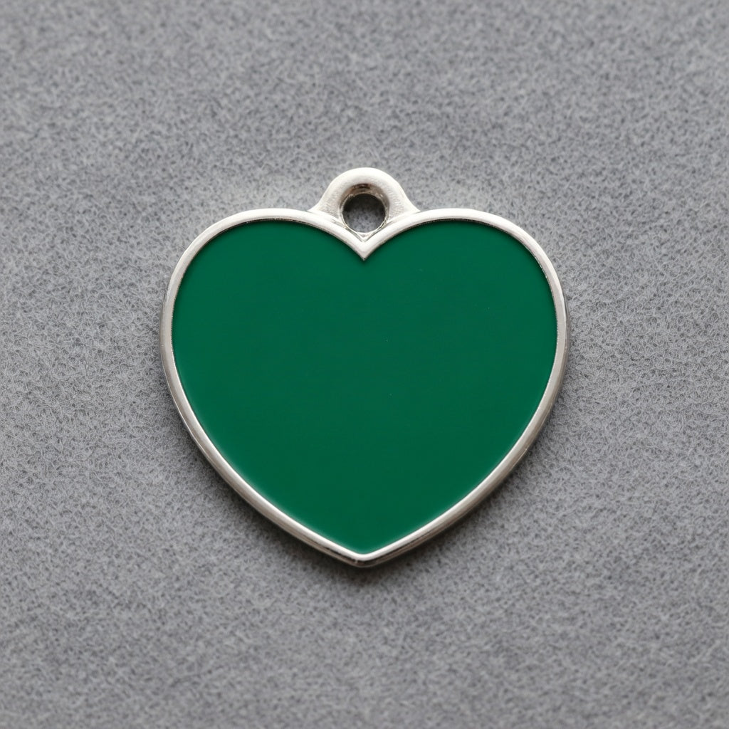 Solid Heart Green ID Tag
