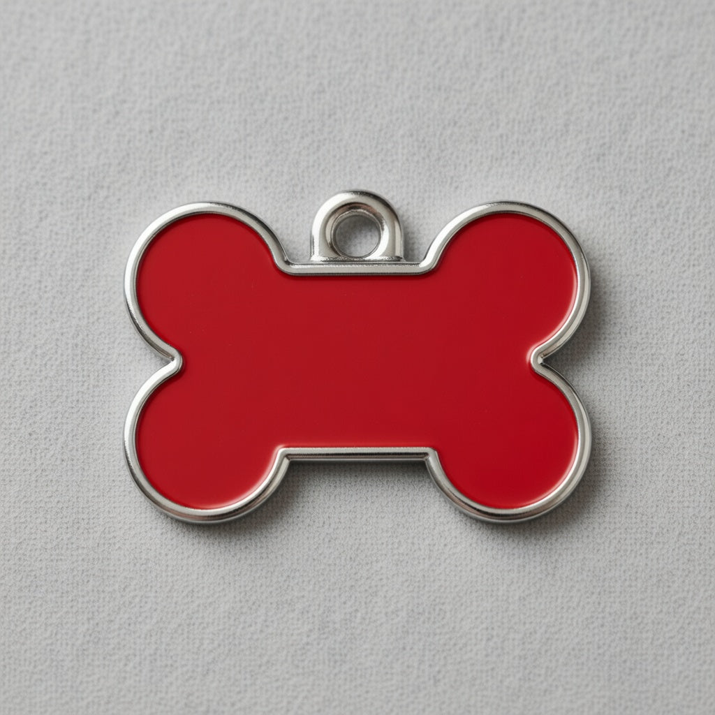 Solid Bone Red ID Tag Small