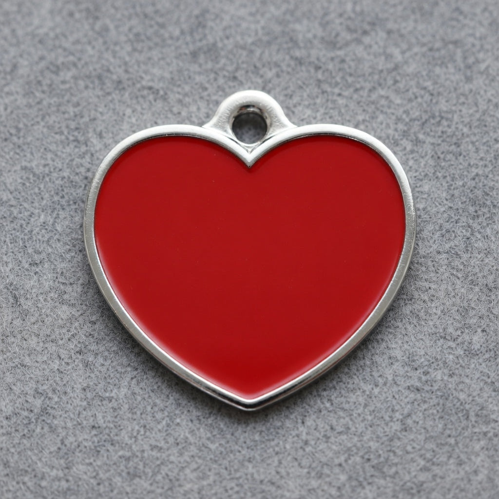 Solid Heart Red ID Tag