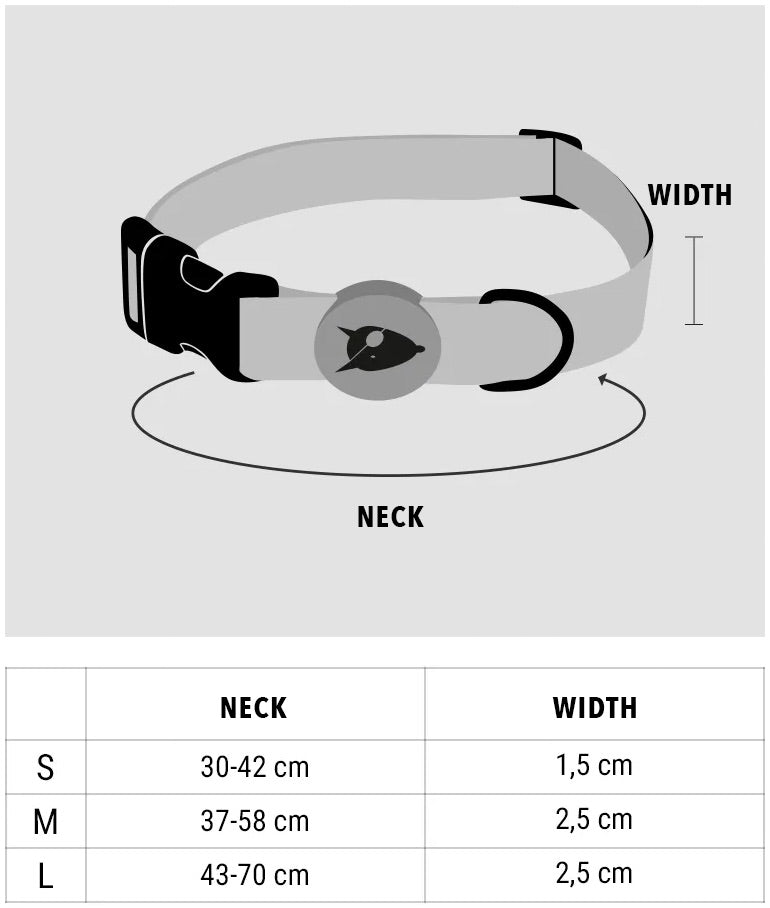 Satin dog collar size chart