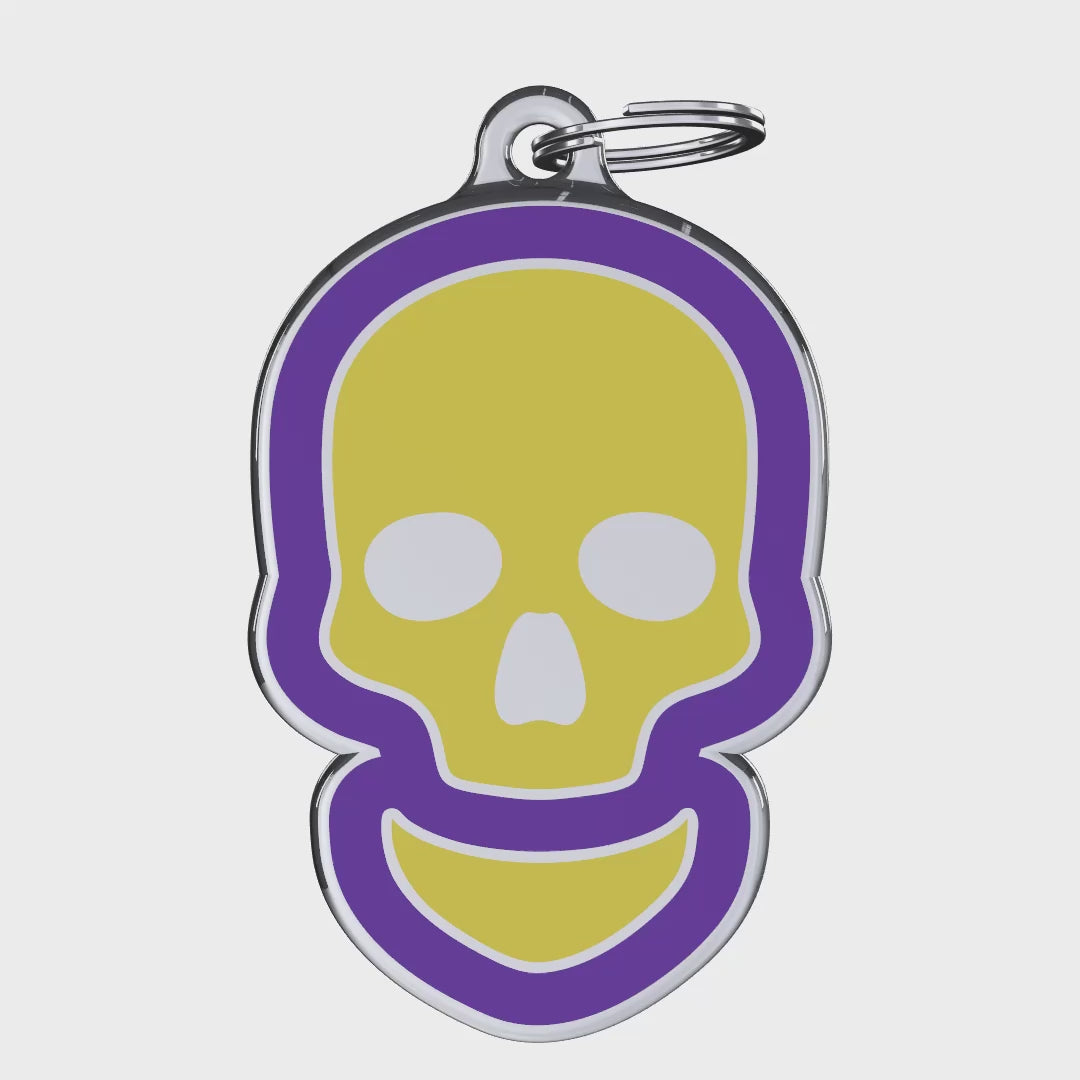 Vivid Skull Yellow ID Tag