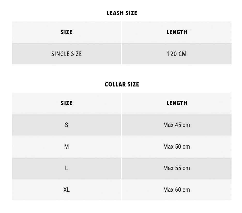 Regular Touch rope collar size chart