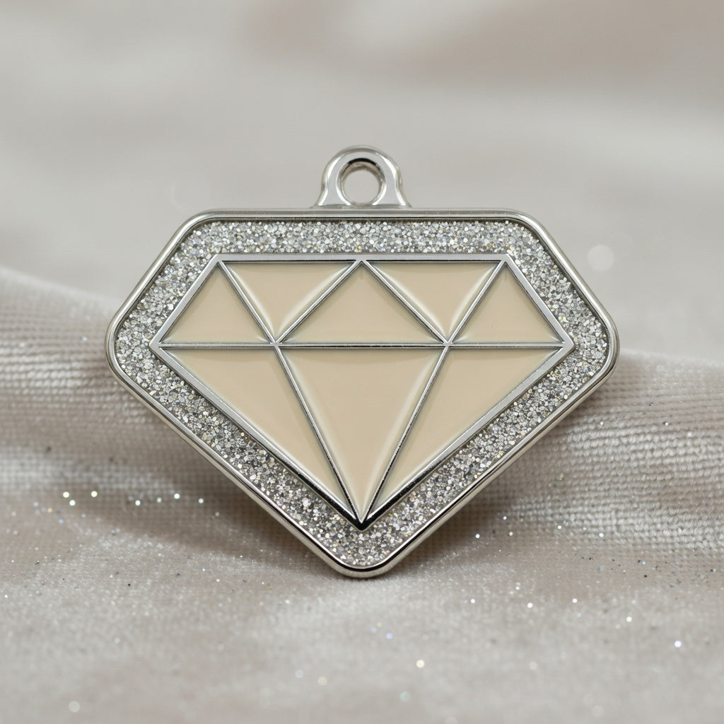 Diamond Spark Cream ID Tag