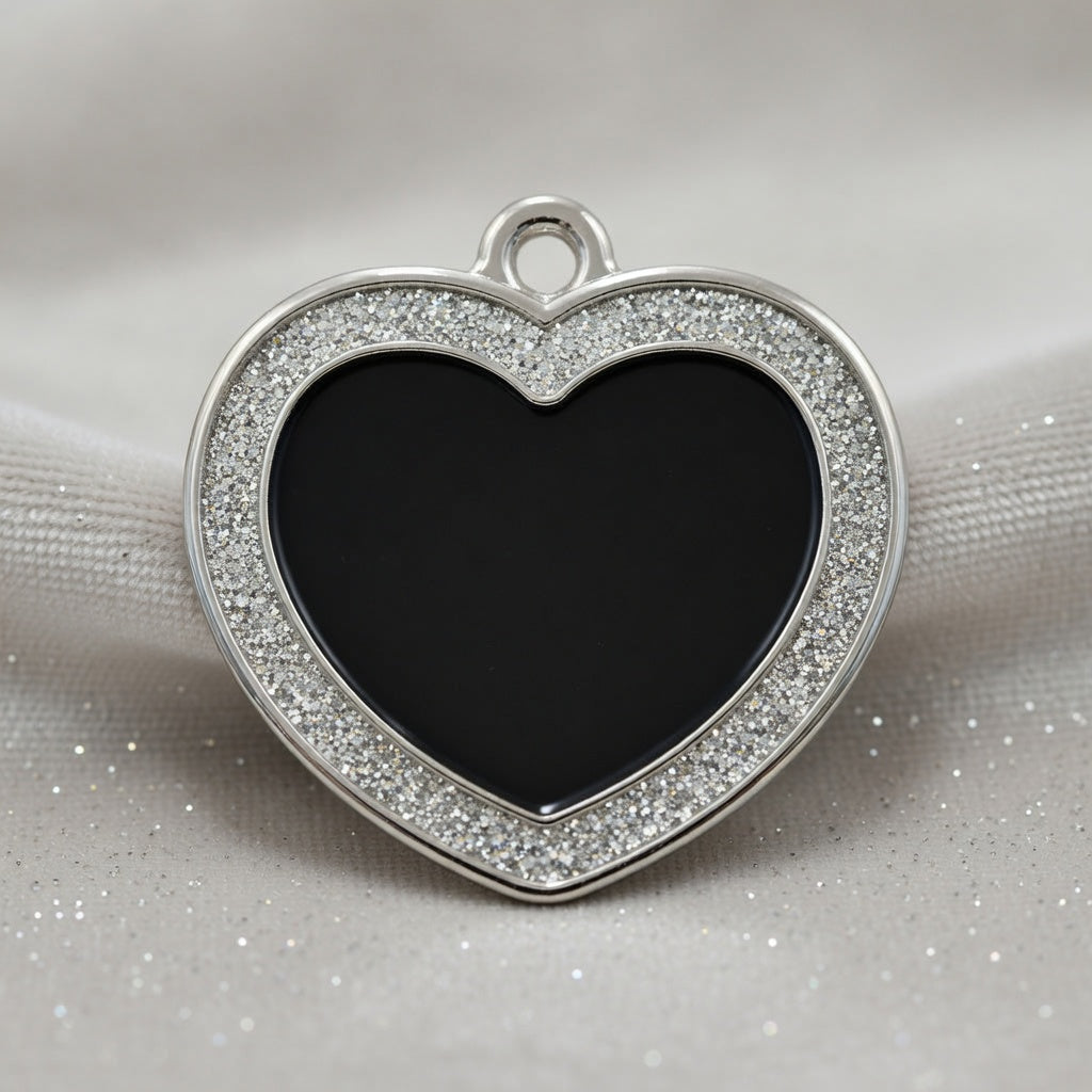 Heart Spark Black ID Tag
