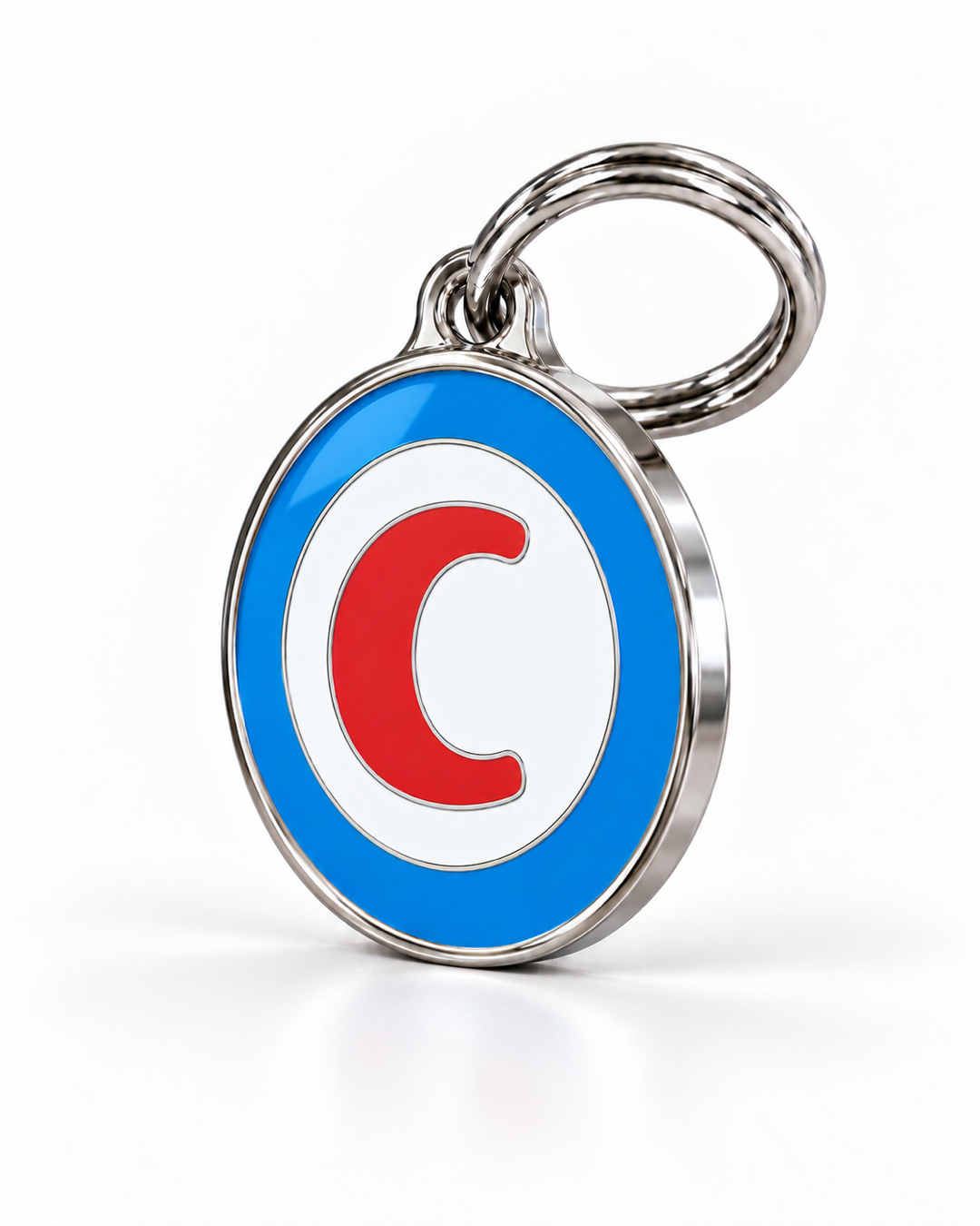 TAGiDOG letter C dog ID tag, angled view