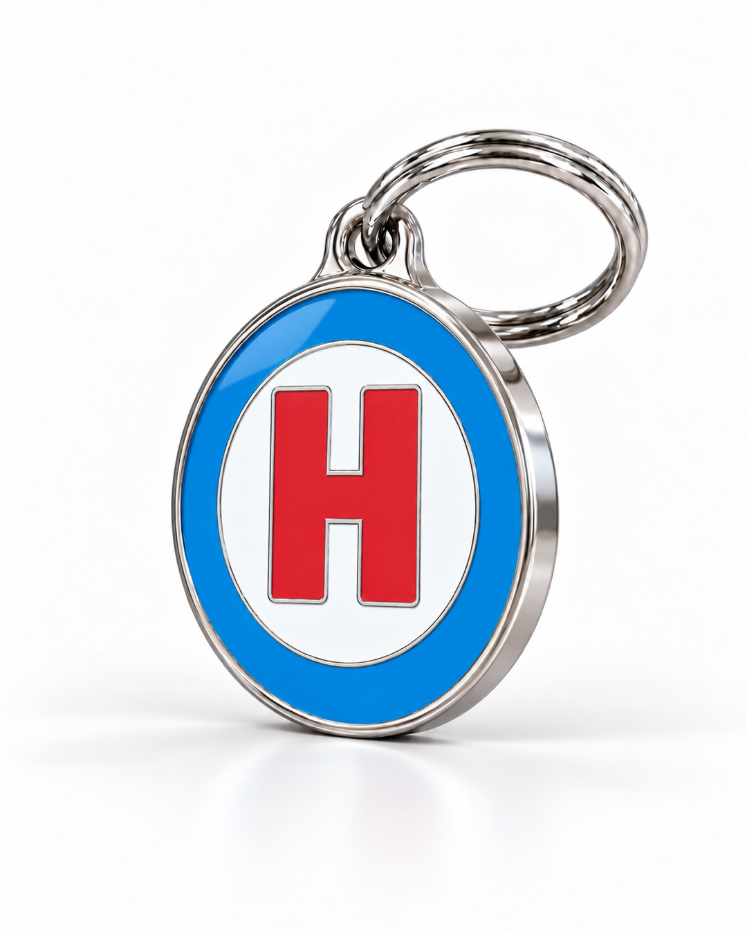 TAGiDOG letter H dog ID tag, angled view