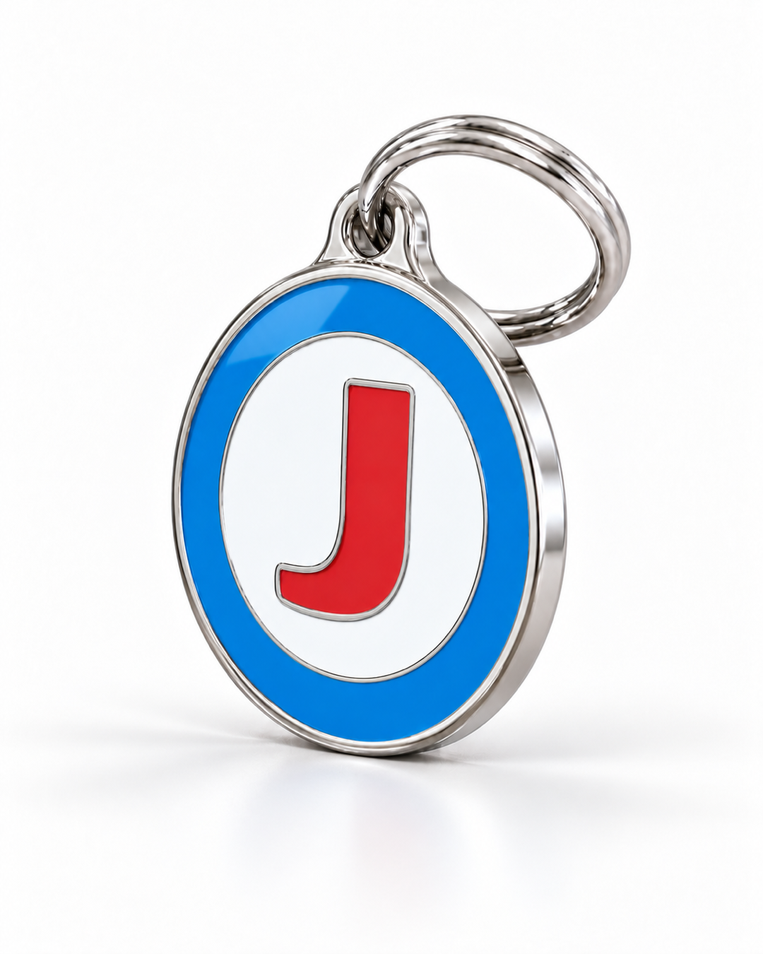 TAGiDOG letter J dog ID tag, angled view