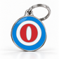 TAGiDOG letter O dog ID tag, round front view on white