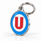 TAGiDOG letter U dog ID tag, angled view