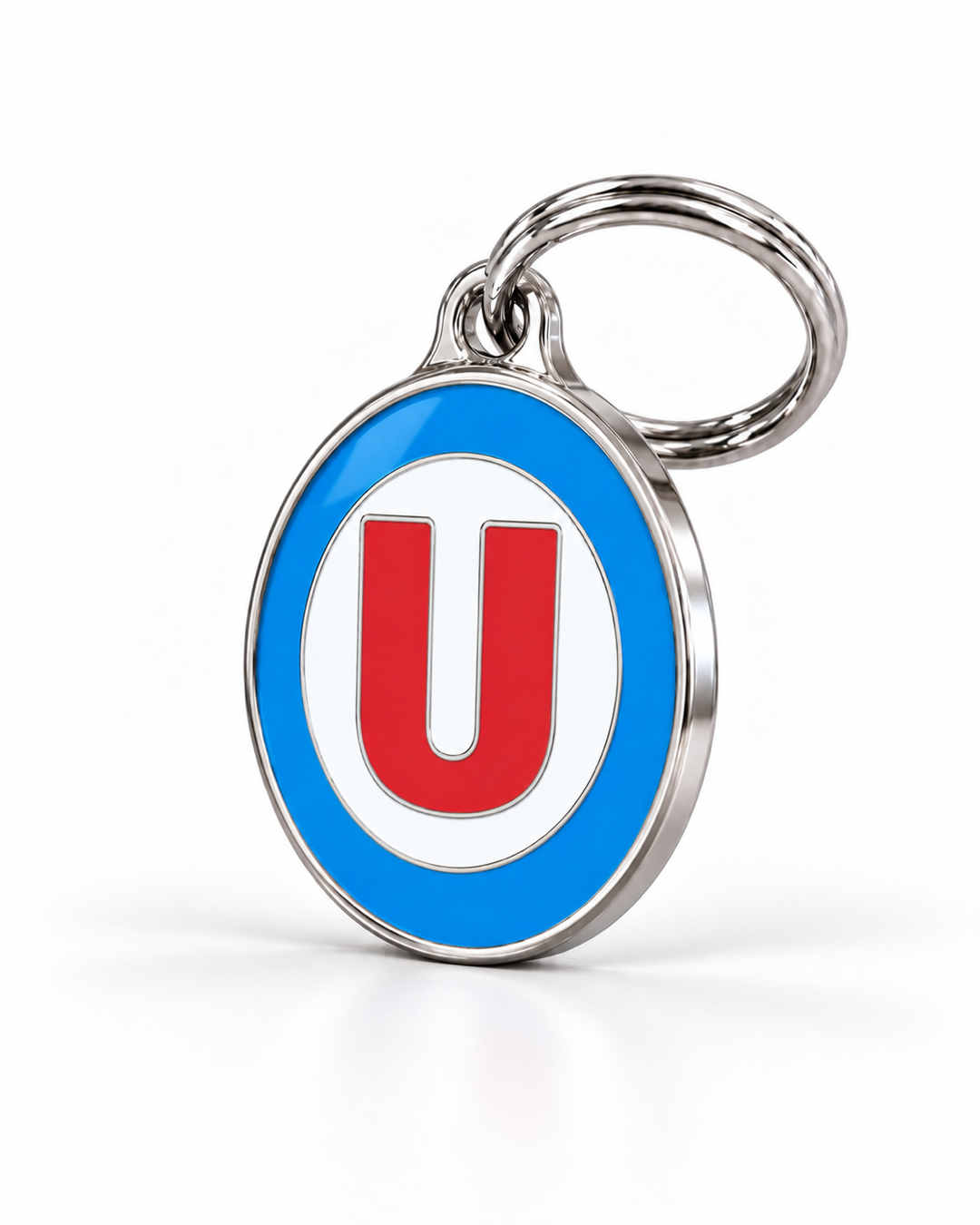 TAGiDOG letter U dog ID tag, angled view