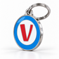 TAGiDOG letter V dog ID tag, angled view