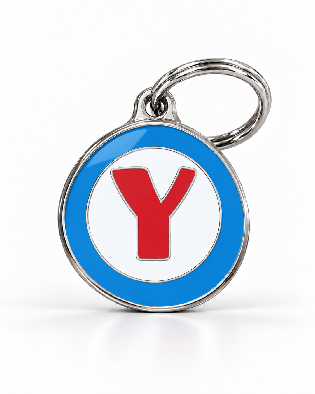 TAGiDOG letter Y dog ID tag, round front view on white