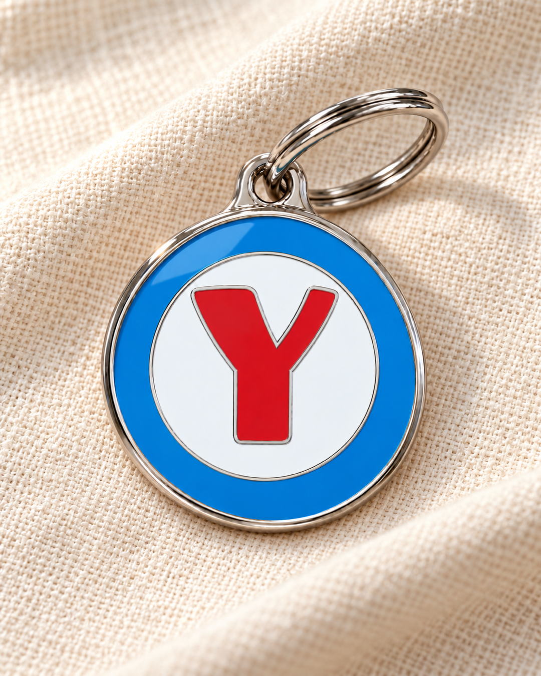 TAGiDOG letter Y dog ID tag on light linen