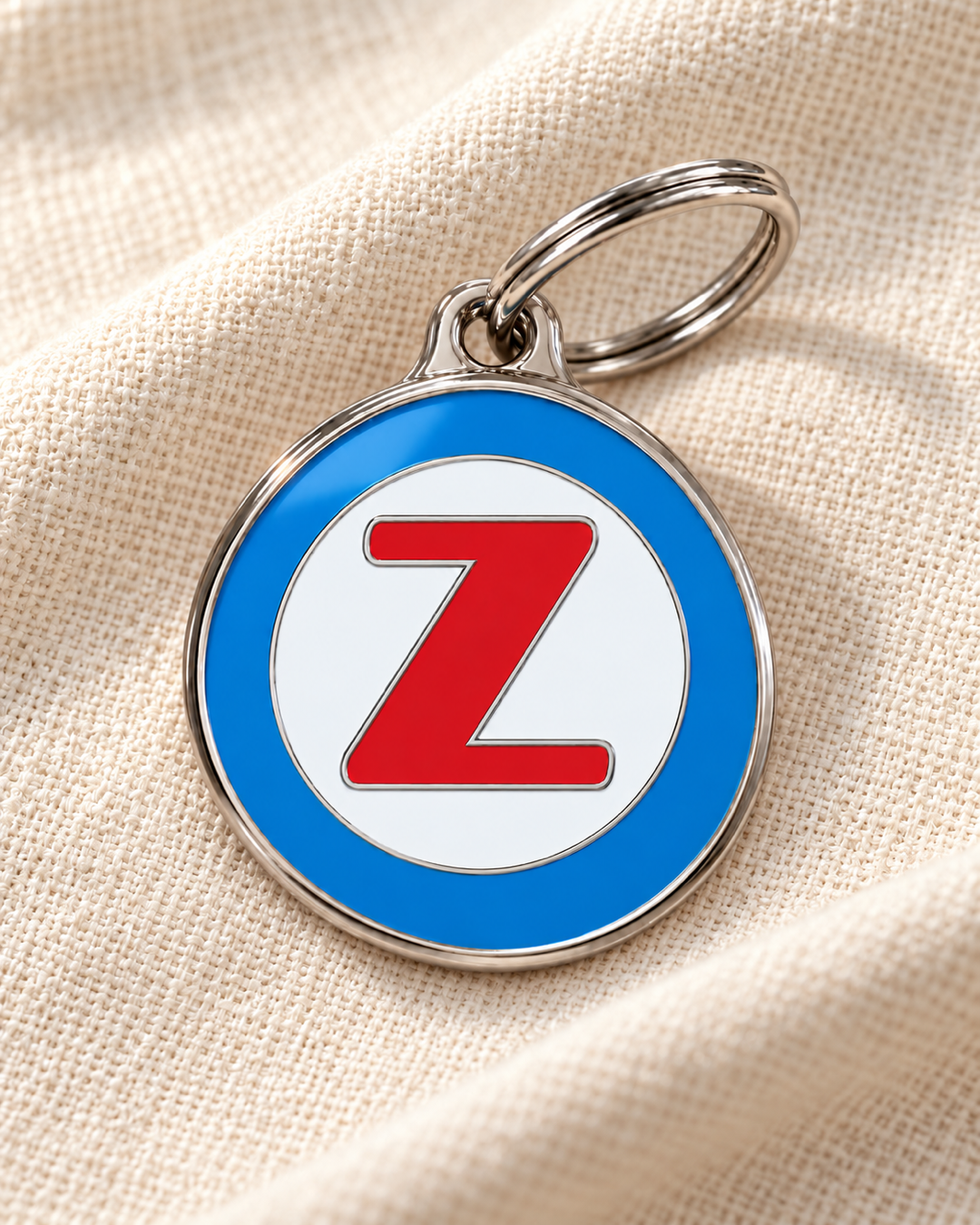 TAGiDOG letter Z dog ID tag on light linen