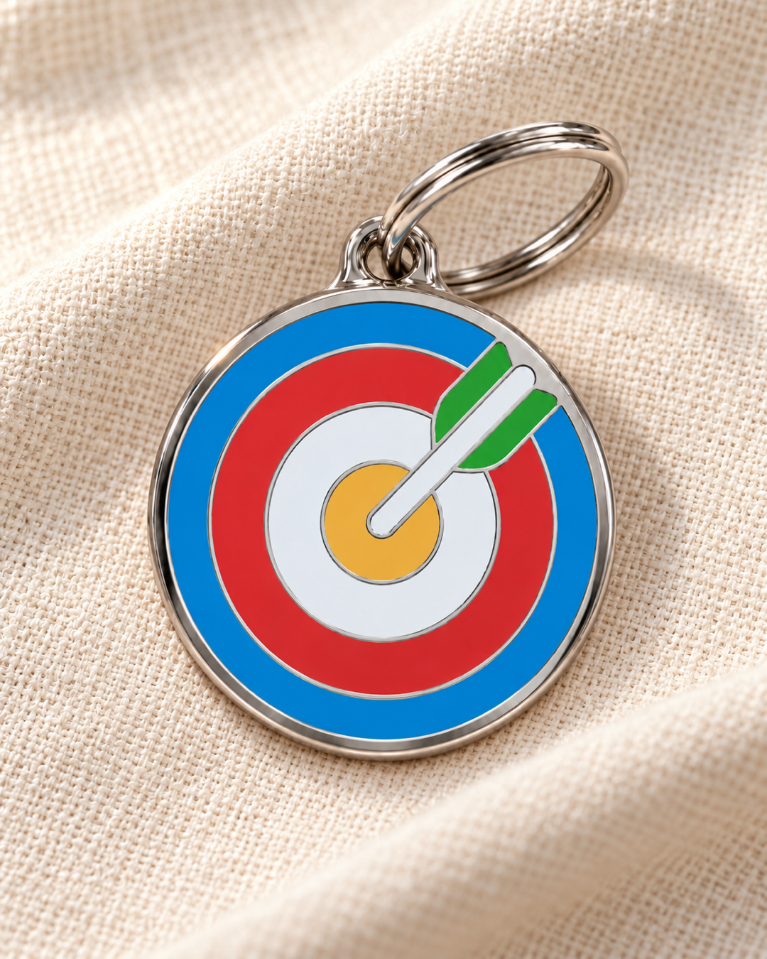 TAGiDOG Archery ID Tag dog ID tag on light linen