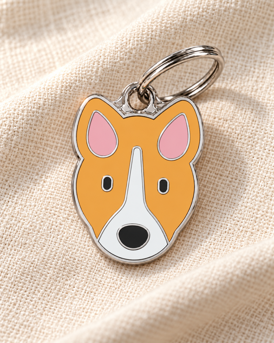TAGiDOG Basenji Dog ID Tag on light linen