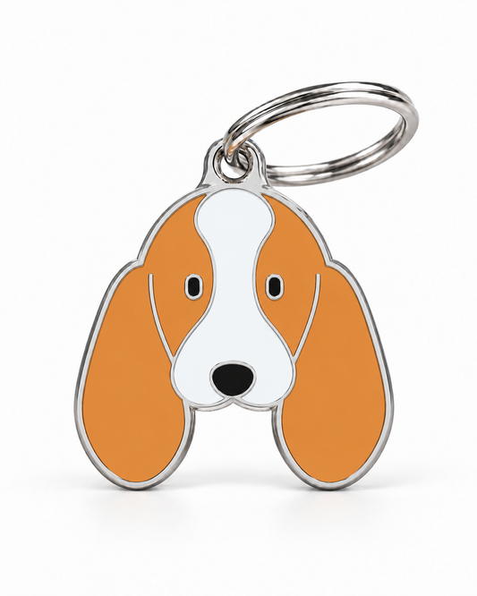 TAGiDOG Basset Hound Dog ID Tag, front view on white