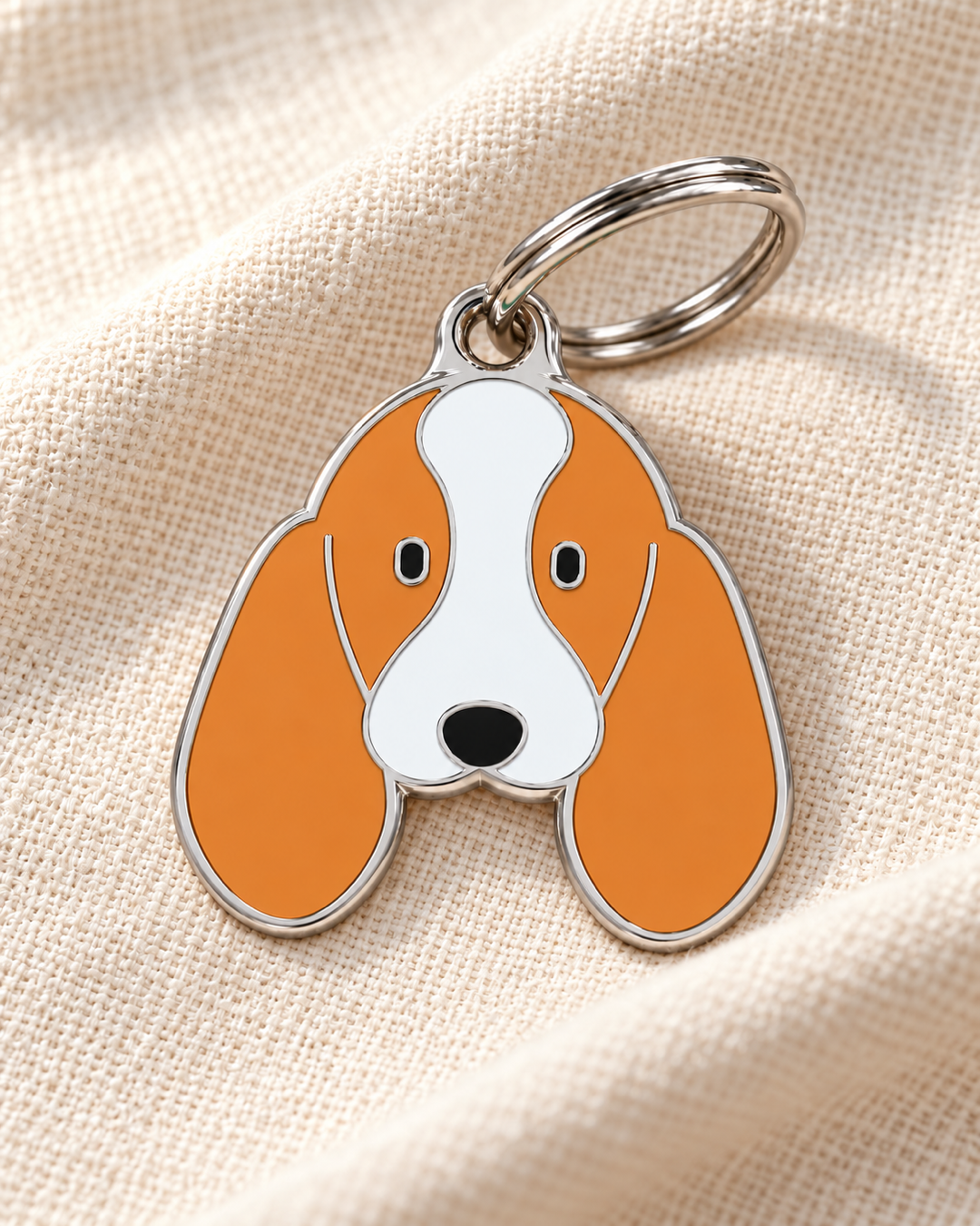 TAGiDOG Basset Hound Dog ID Tag on light linen