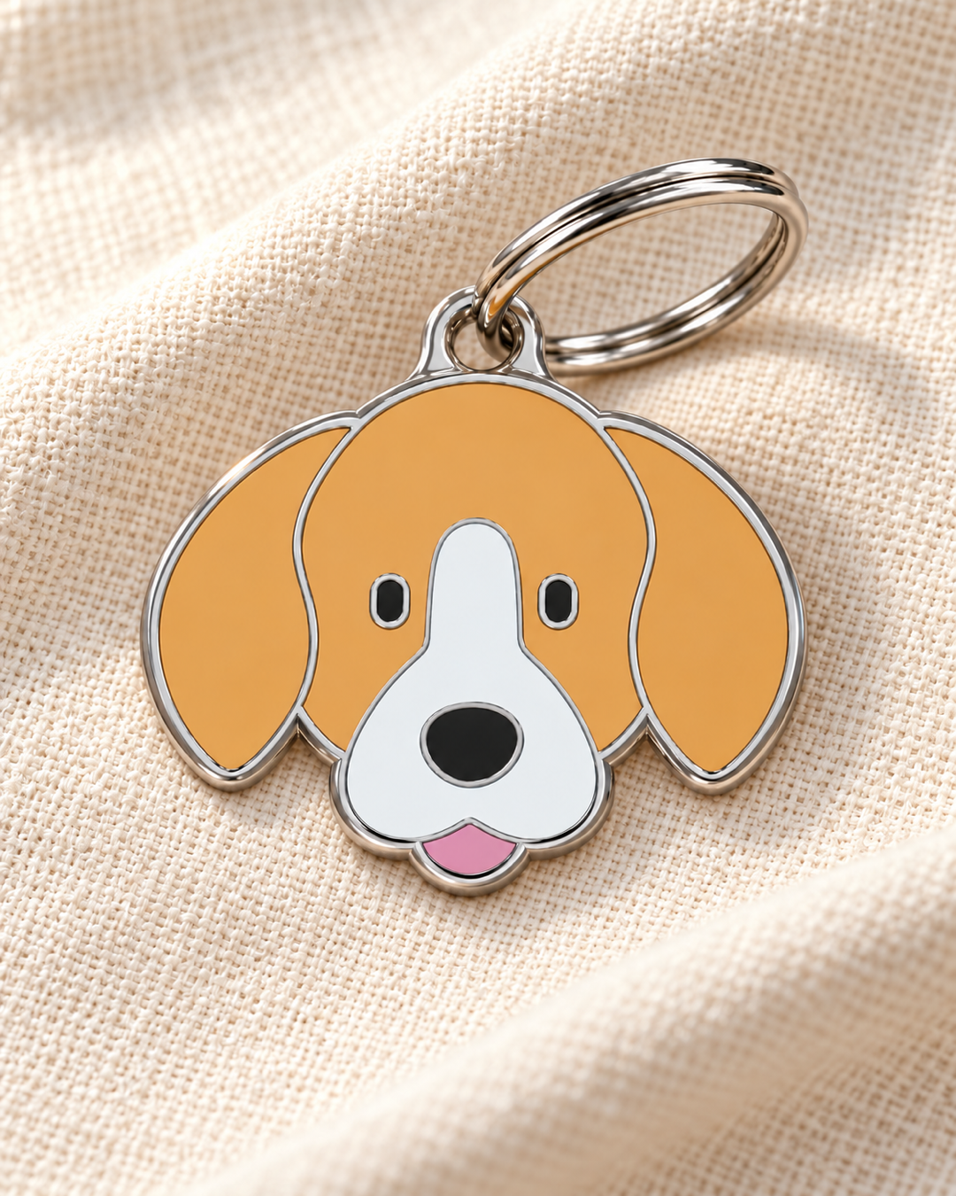 TAGiDOG Beagle Dog ID Tag on light linen