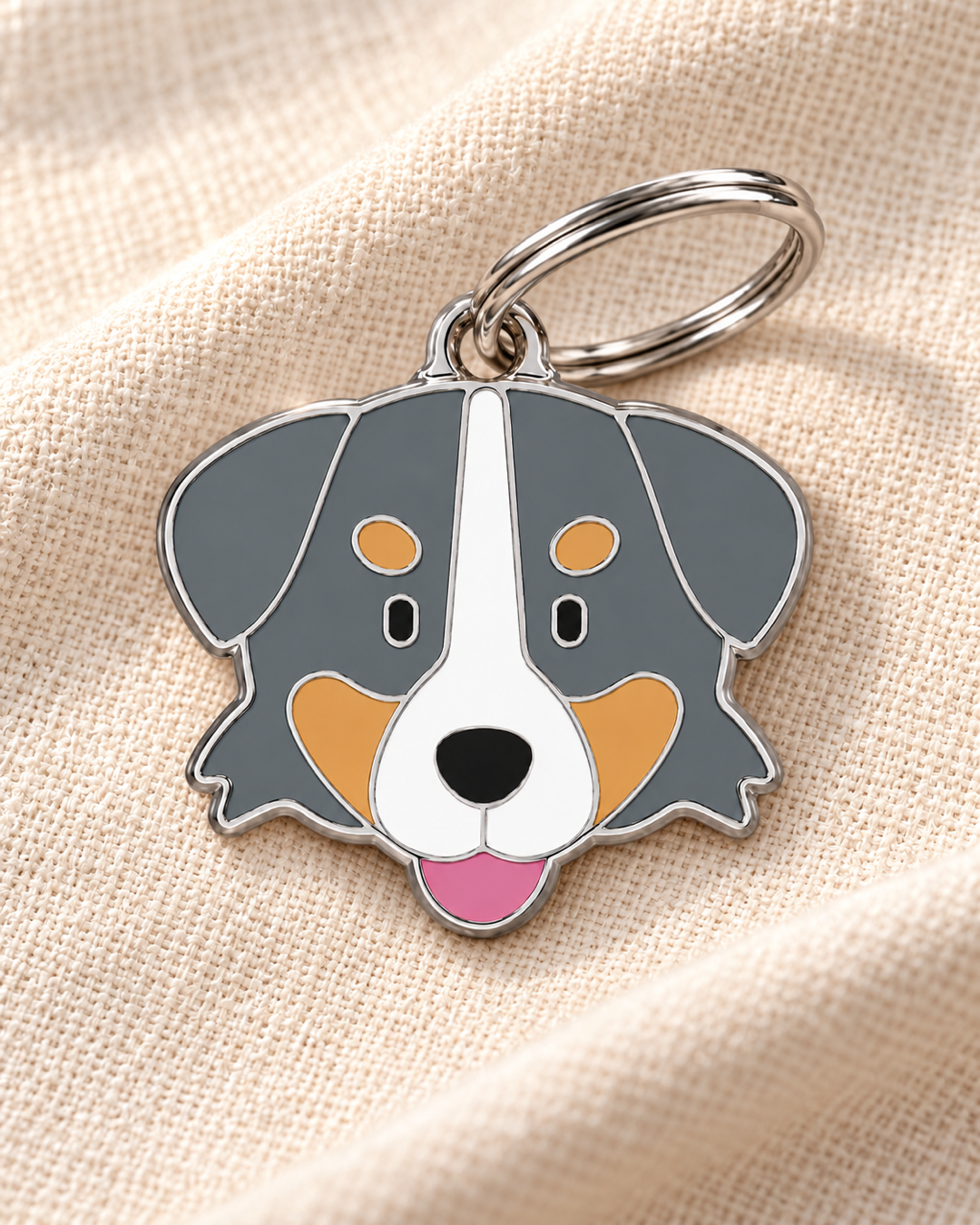 TAGiDOG Bernese Mountain Dog ID Tag on light linen