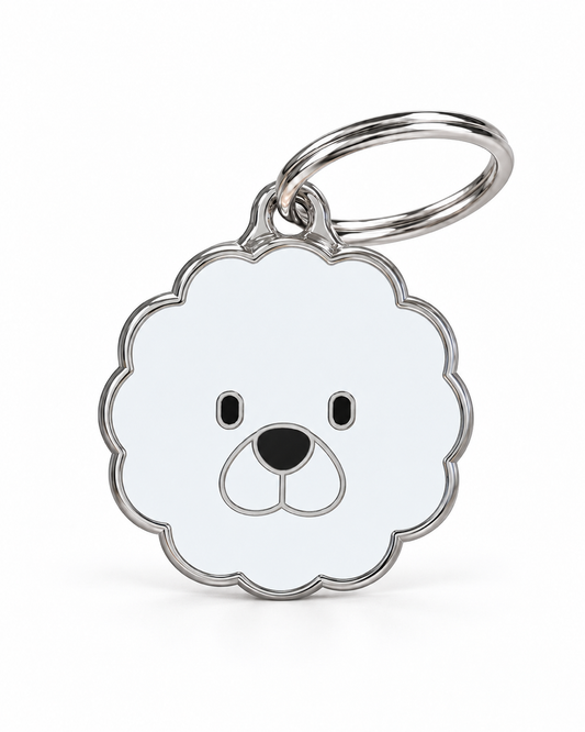TAGiDOG Bichon Frise Dog ID Tag, front view on white