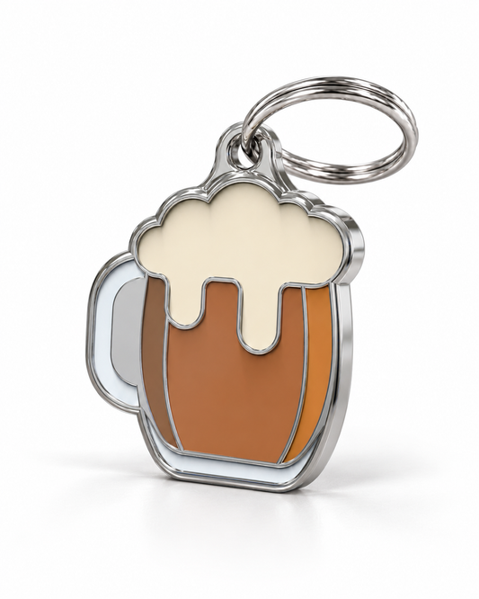 TAGiDOG Black Lager Beer ID Tag dog ID tag, angled view