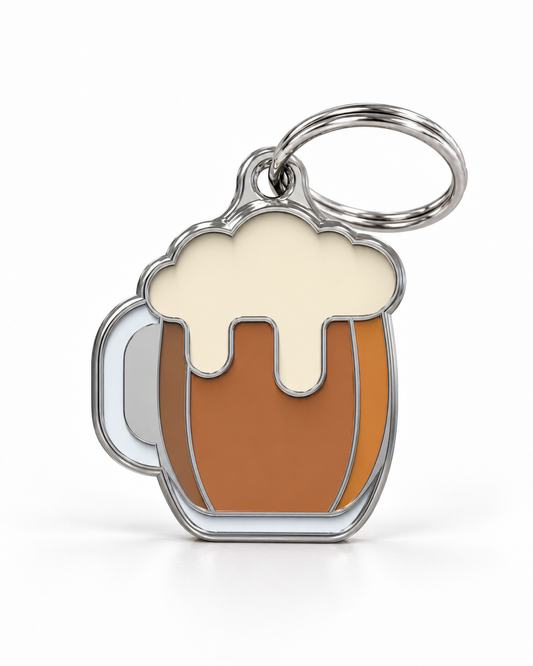 TAGiDOG Black Lager Beer ID Tag dog ID tag, front view on white