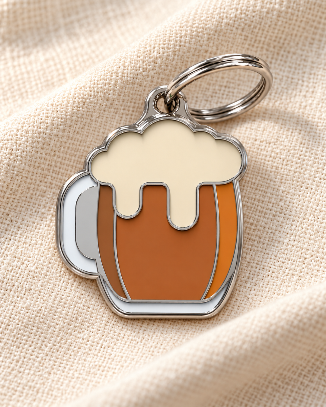 TAGiDOG Black Lager Beer ID Tag dog ID tag on light linen