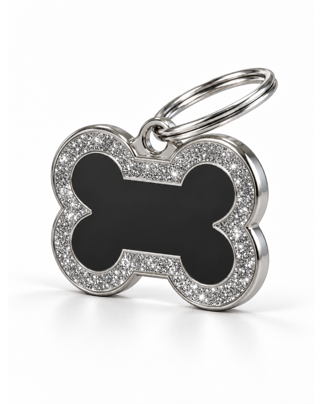 TAGiDOG Bone Spark Black ID Tag dog ID tag, angled view